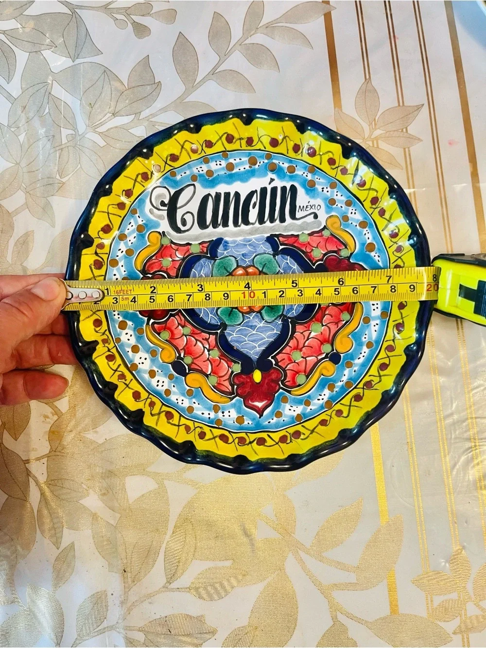 Handmade Mexico CANCUN Pottery Plate Decorative Collectible Platter